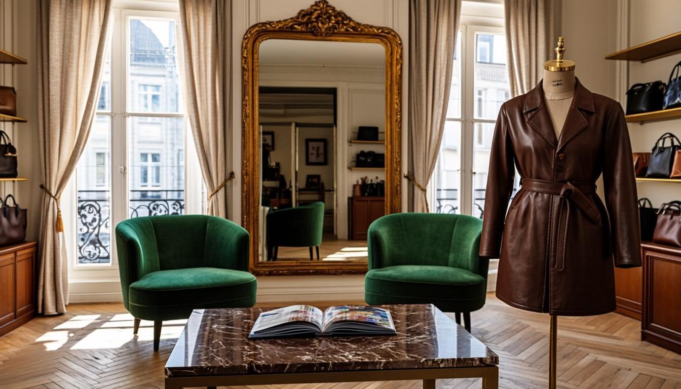 Salon privé d'essayage avec fauteuils velours émeraude